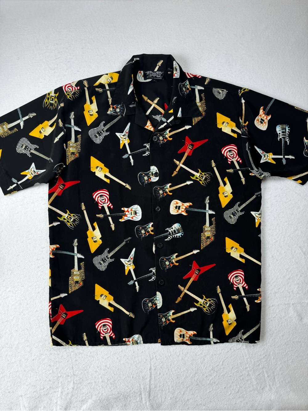 Vintage Y2K‎ Dragonfly Guitar Print Shirt Men’s Large 90s